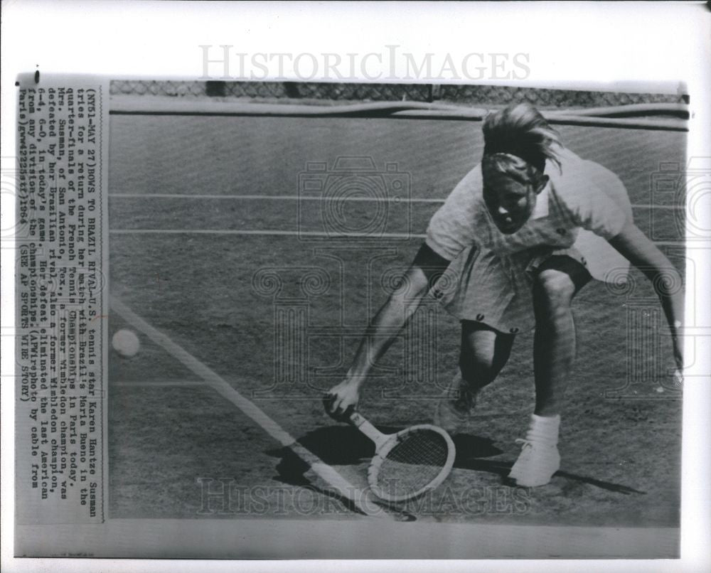 1964 Press Photo Karen Hantze Susman Maria Bueno tennis - Historic Images