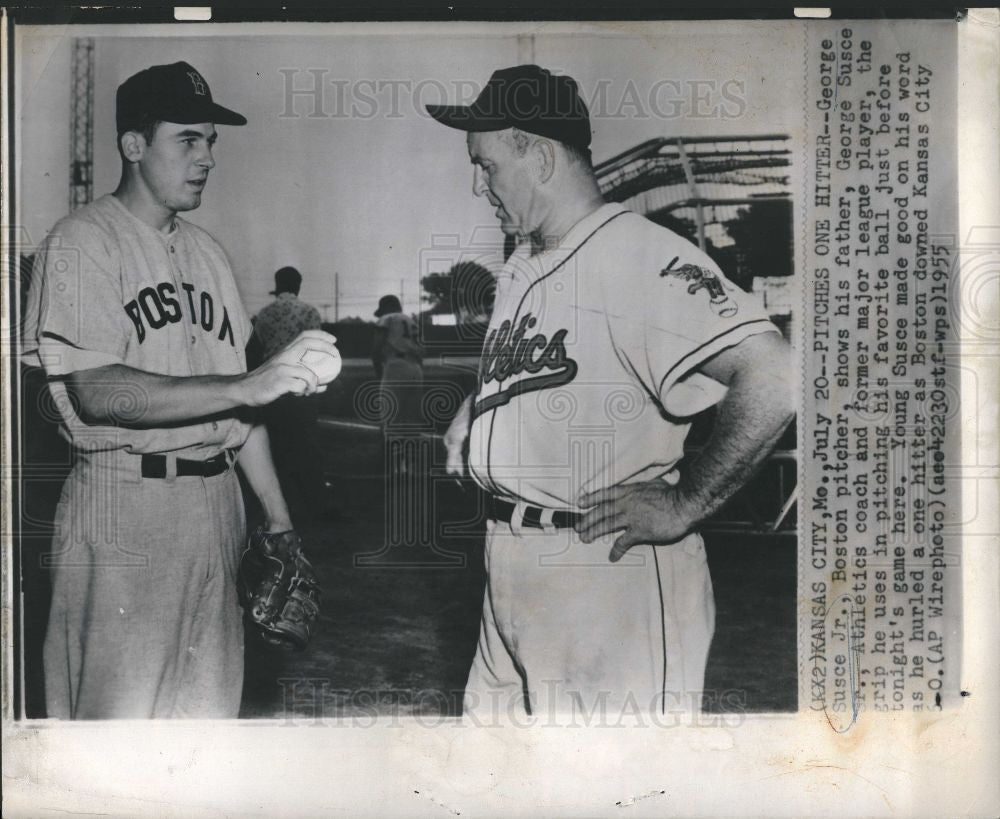 1955 Press Photo George Susce Jr. Sr. baseball players - Historic Images