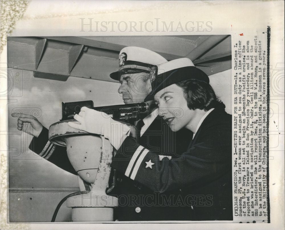 1961 Press Photo Charlene Suneson Navy officer Pacific - Historic Images