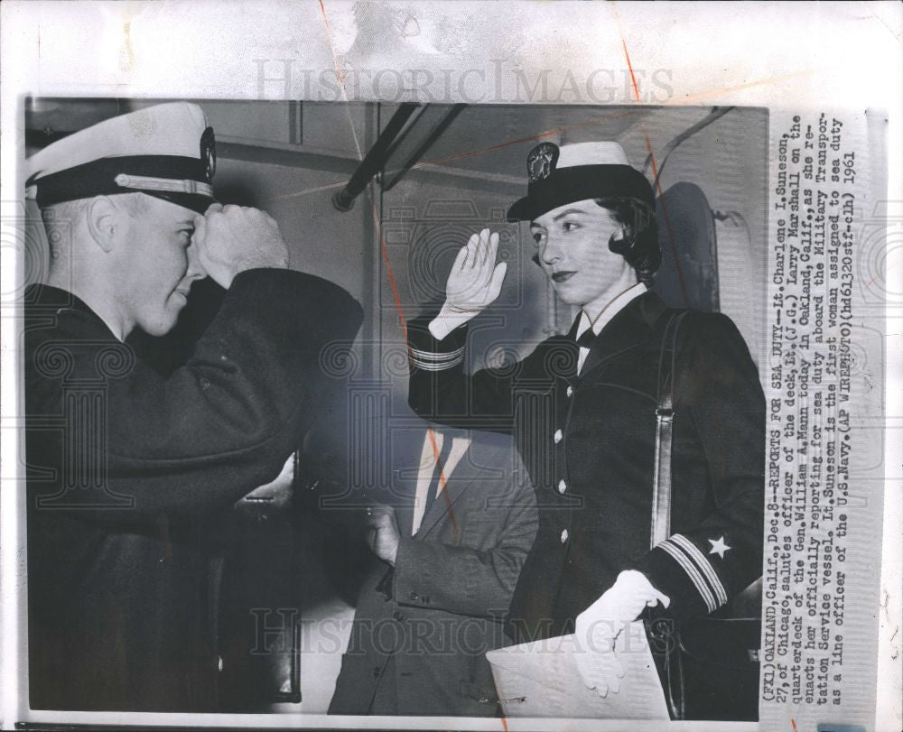 1961 Press Photo Charlene I Guneson, sea duty,  US Navy - Historic Images