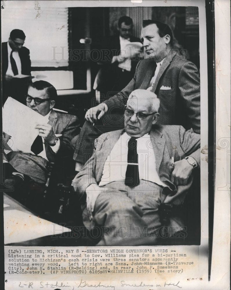 1959 Press Photo John Minnema Stahlin Smeekens Senators - Historic Images