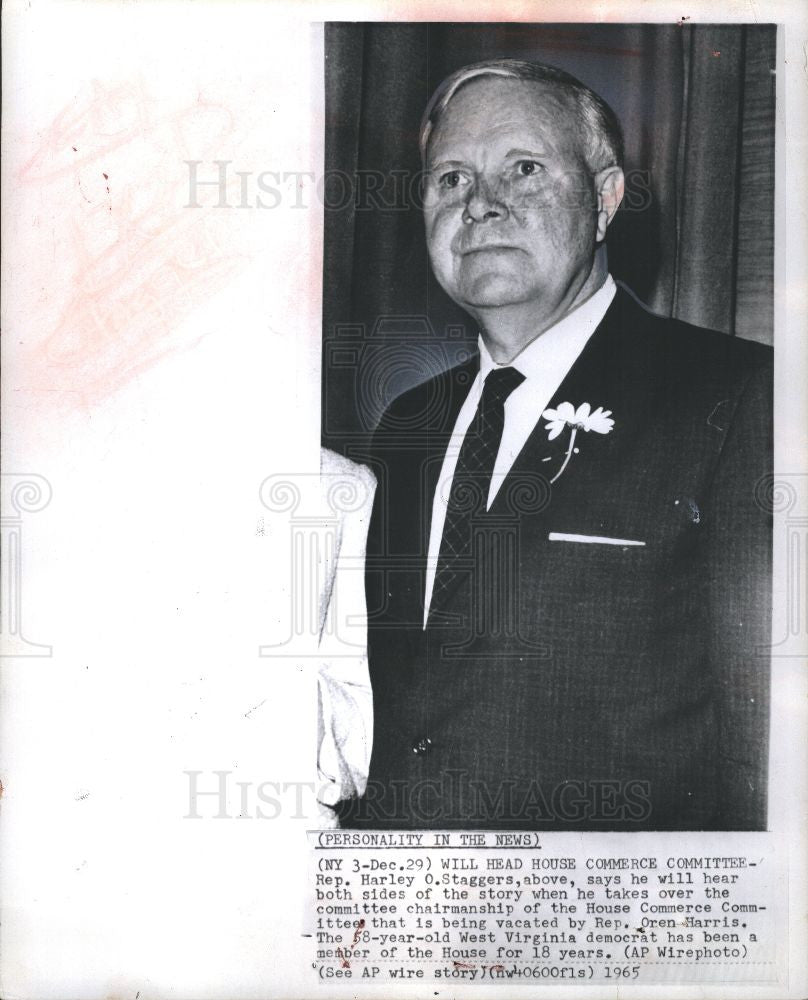 1965 Press Photo Harley Orrin Staggers Sr.politician - Historic Images