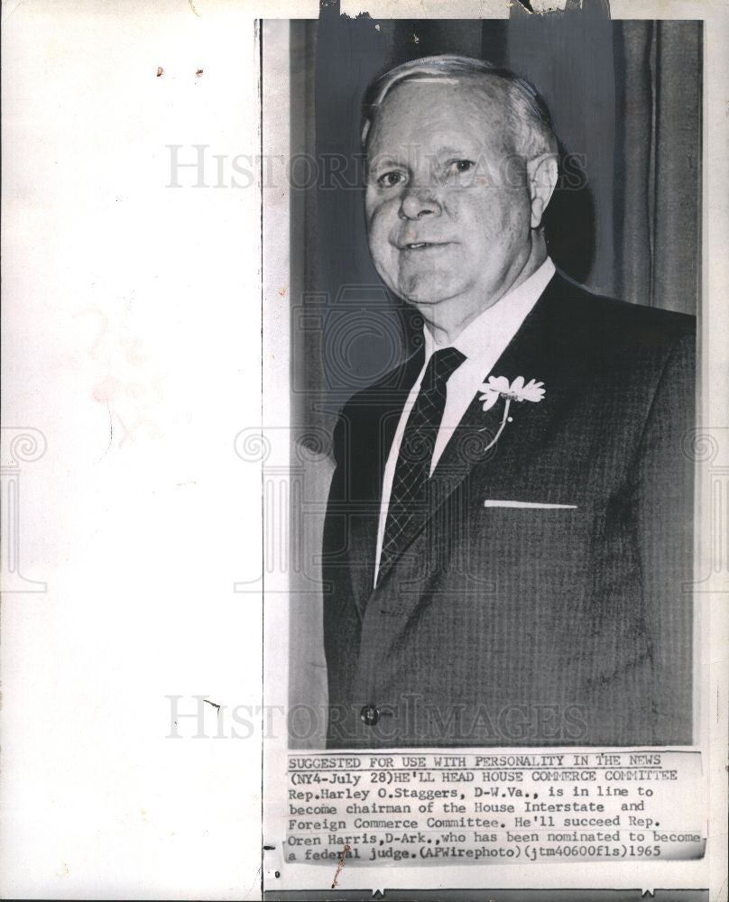 1965 Press Photo Rep.Harley O.Staggers - Historic Images