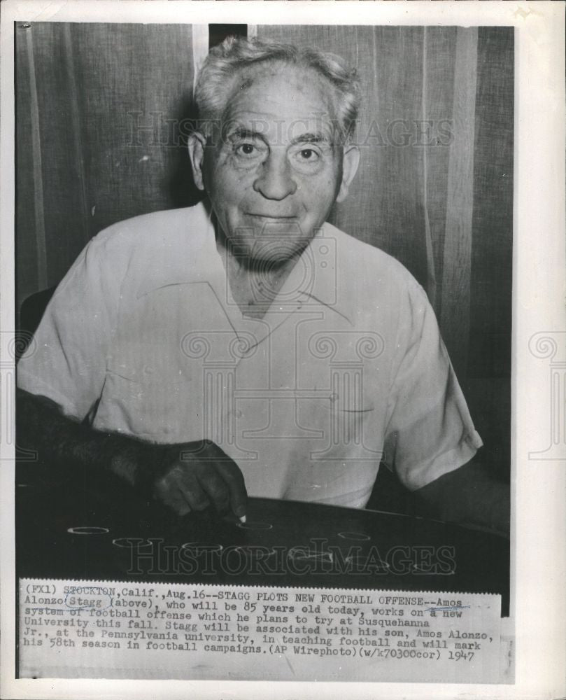 1947 Press Photo Amos Alonzo Stagg Susquehanna - Historic Images