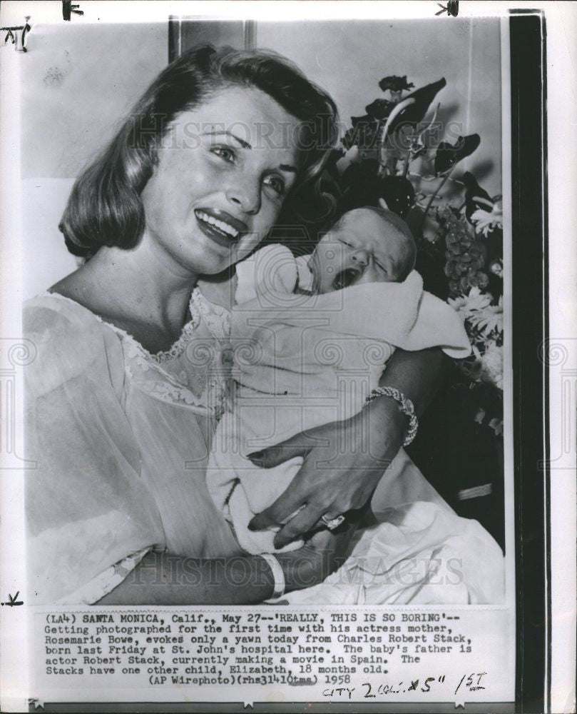 1958 Press Photo Rosemarie Bowe Stack baby Charles - Historic Images