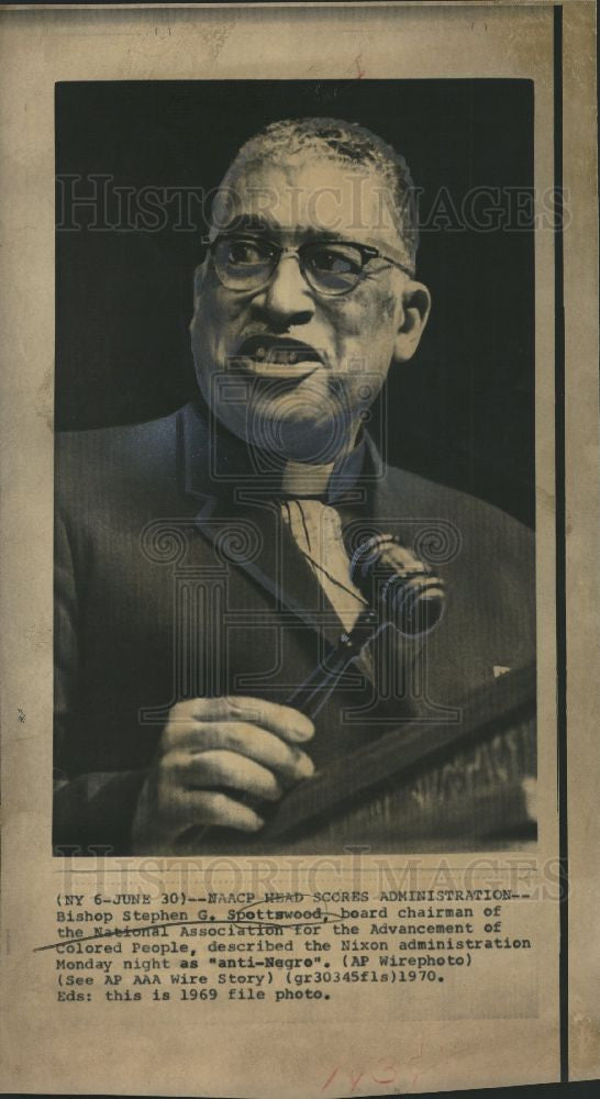 1970 Press Photo Bishop Spottswood NAACP board chair - Historic Images