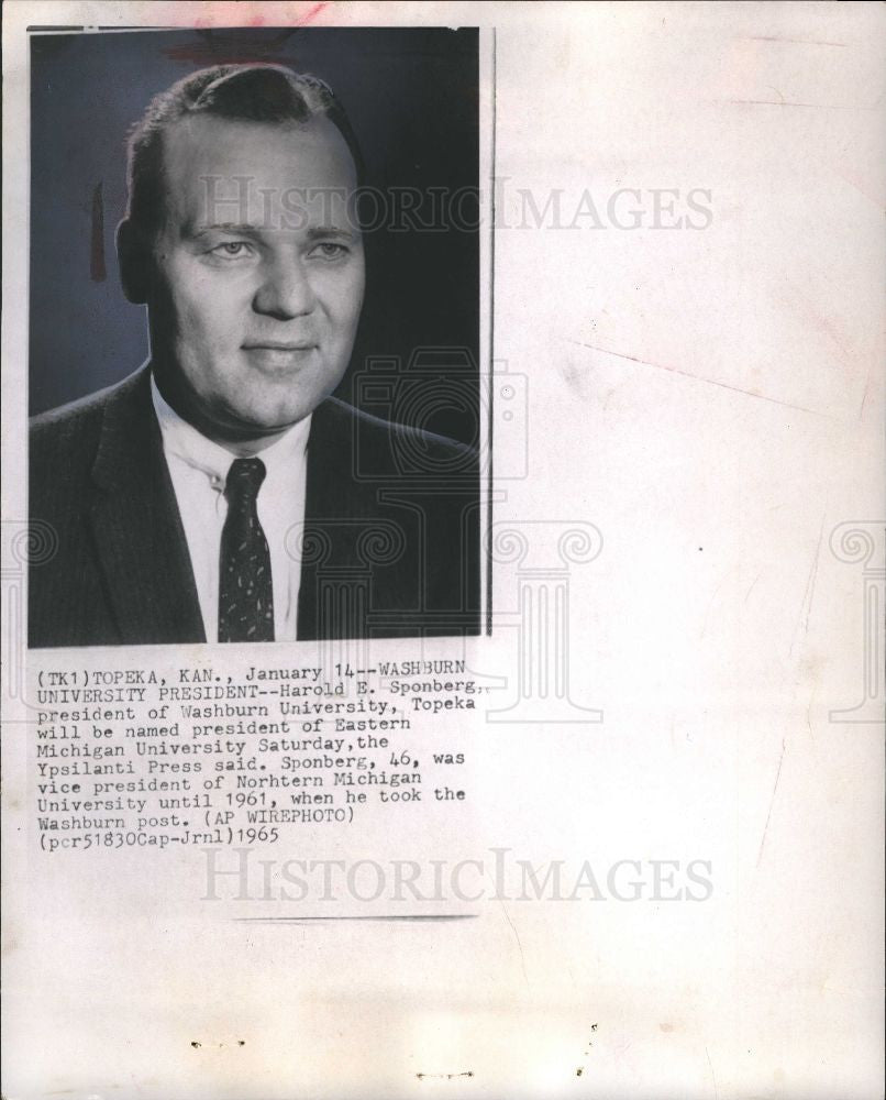 1965 Press Photo Harold Sponberg Eastern Michigan - Historic Images