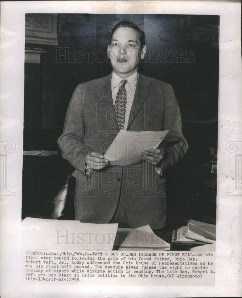 1955 Press Photo Robert Taft Jr Representative Ohio - Historic Images