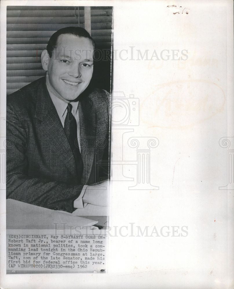 1962 Press Photo Robert Taft Jr Primary Ohio - Historic Images