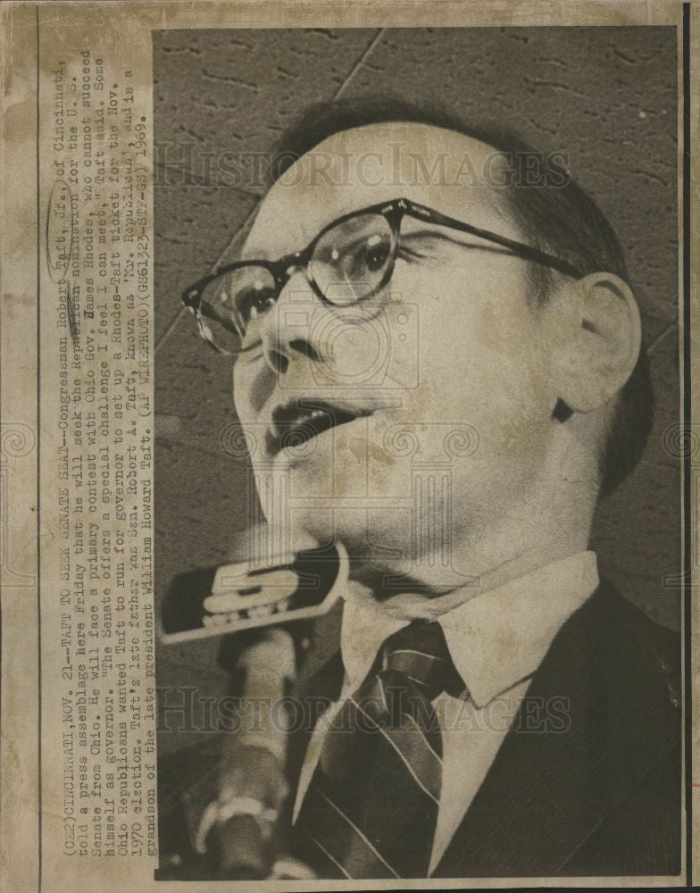 1969 Press Photo Robert Taft, Jr., to seek senate seat - Historic Images