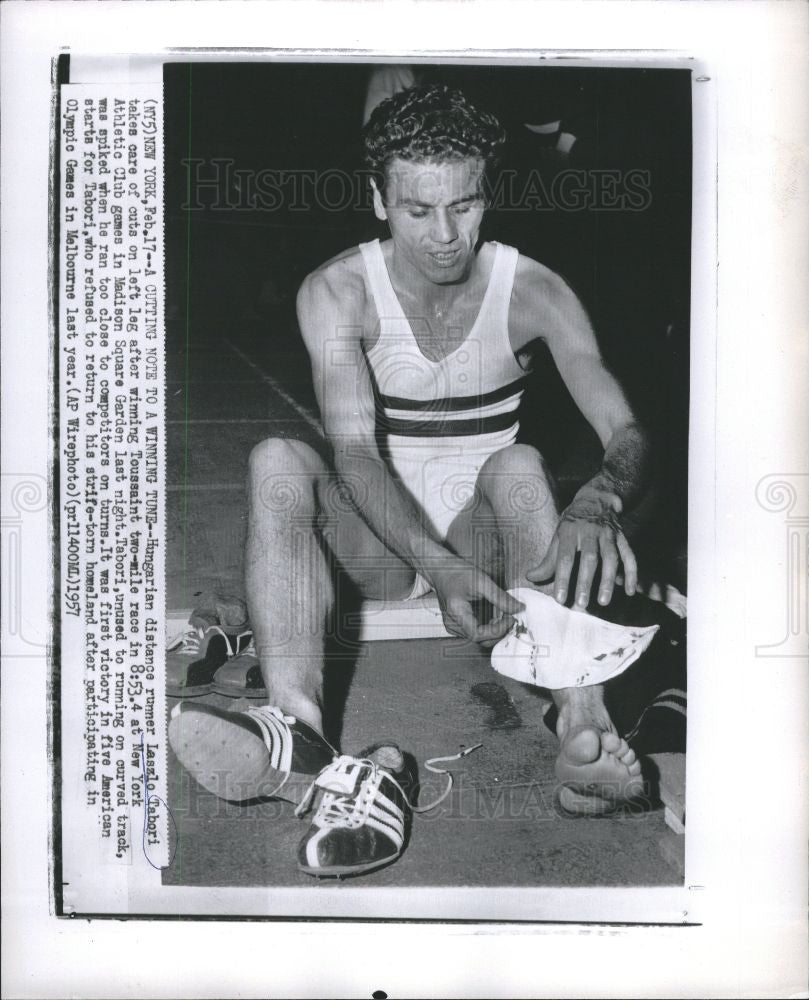 1957 Press Photo LÃƒÆ’Ã†â€™Ãƒâ€šÃ‚Â¡szlÃƒÆ’Ã†â€™Ãƒâ€šÃ‚Â³ TÃƒÆ’Ã†â€™Ãƒâ€šÃ‚Â¡bori American runner Olympics - Historic Images
