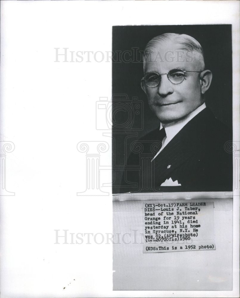 1952 Press Photo Louis J. Taber head National Grange - Historic Images