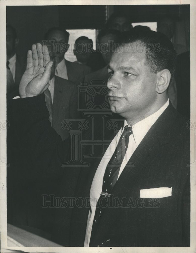 1956 Press Photo Frank Szymanski, Sworn in - Historic Images