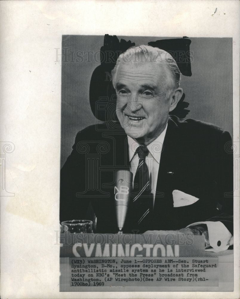 1969 Press Photo Stuart Symington U.S. Senator - Historic Images