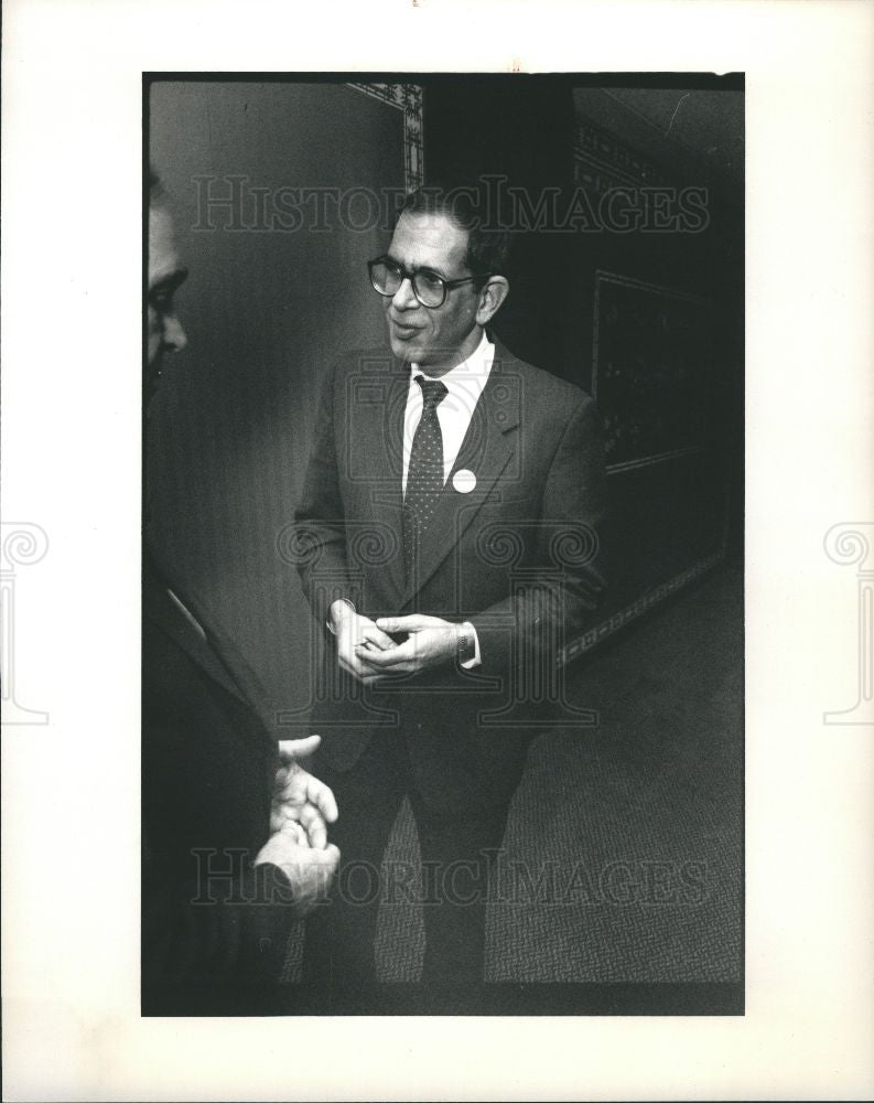 1989 Press Photo Rabbi Daniel Syme Rep Carl Pursell - Historic Images