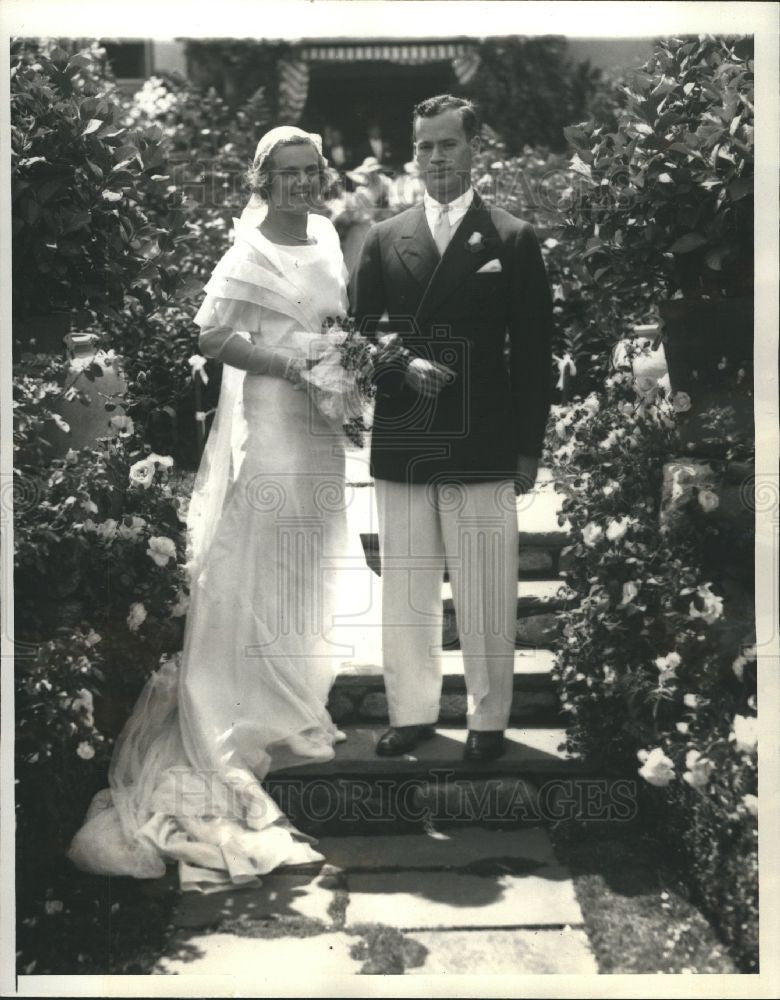 1932 Press Photo Marjoire Park Gerard Swope wedding - Historic Images