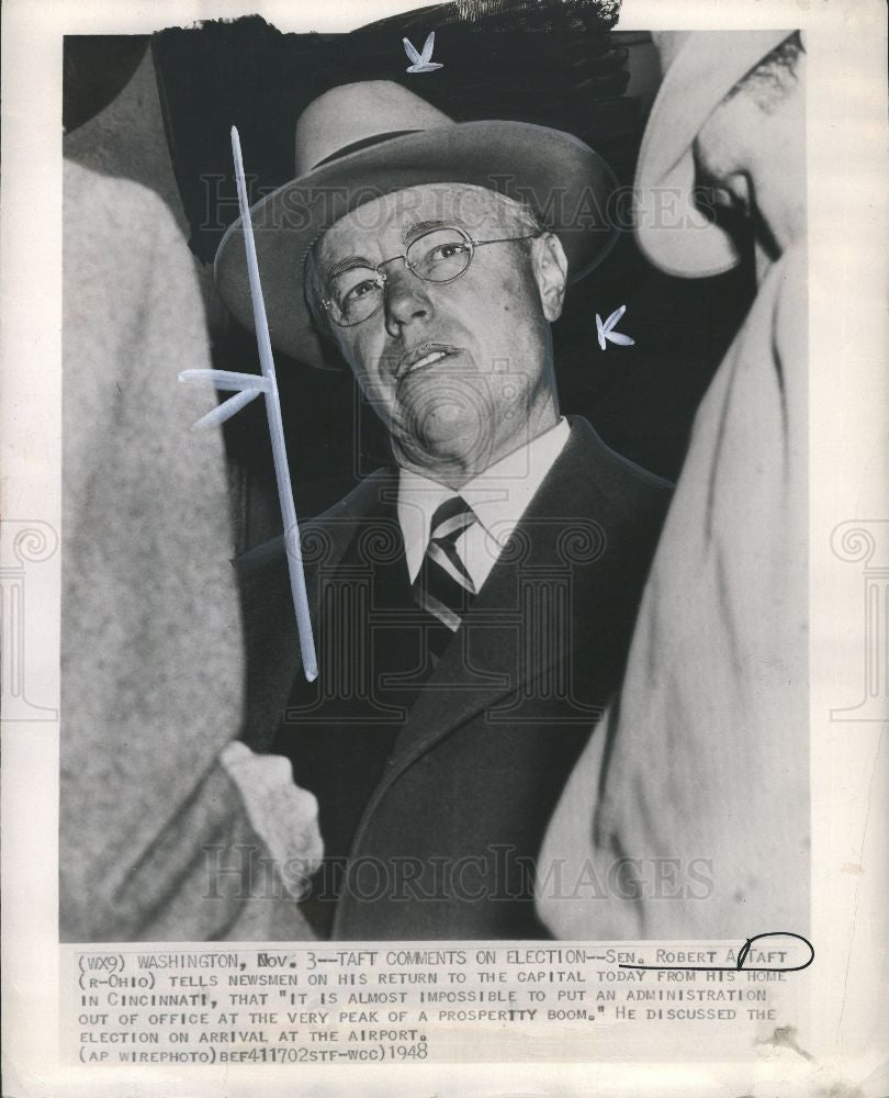 1948 Press Photo Sen.Robert A.Taft comments on Election - Historic Images