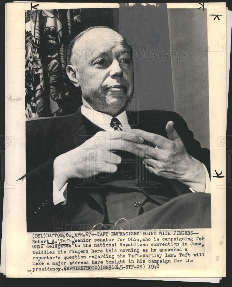 1947 Press Photo Robert A.Taft Republican senator Ohio - Historic Images