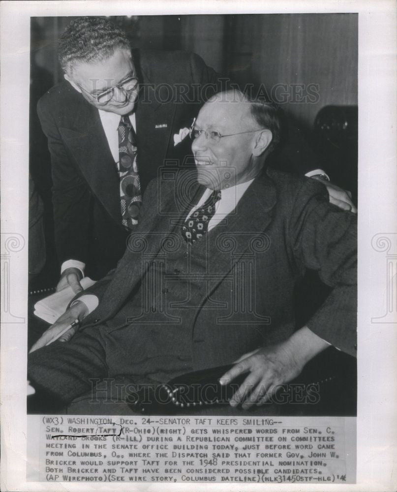 1946 Press Photo Robert Taft and C.Wayland Brooks - Historic Images