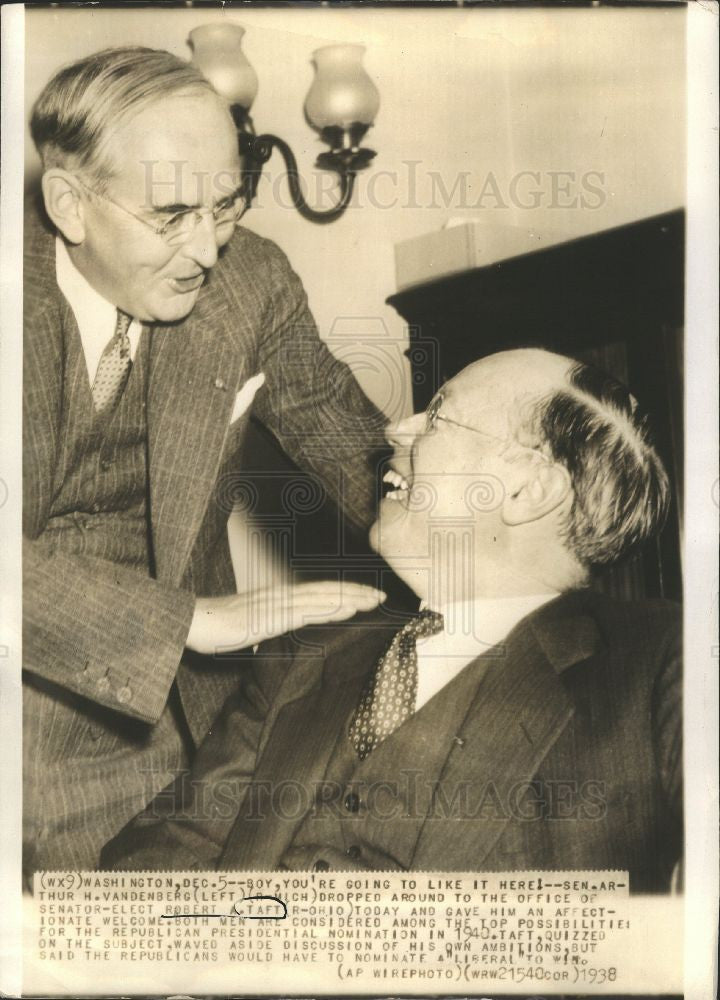 1938 Press Photo Robert Alphonso Taft arthur  H. vanden - Historic Images