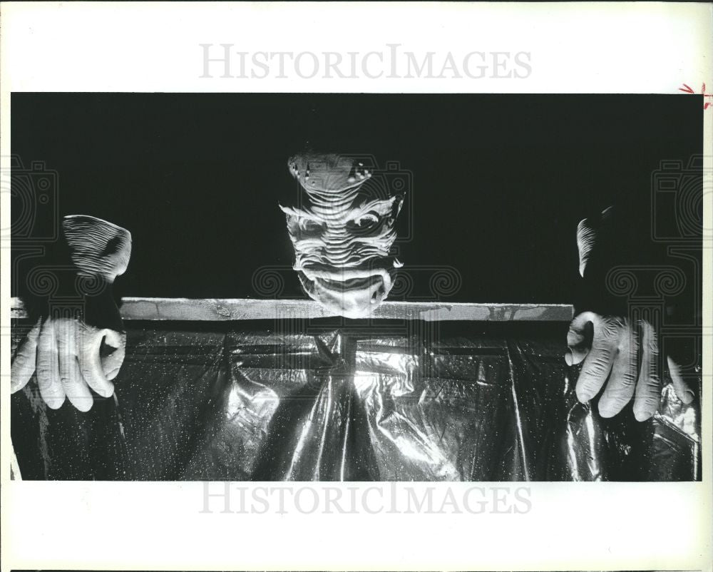 1984 Press Photo mean-looking figure Haunted house fun - Historic Images