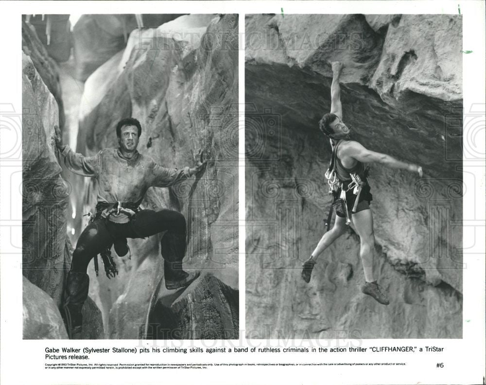 1993 Press Photo Sylvester Stallone in &quot;CLIFFHANGER&quot; - Historic Images