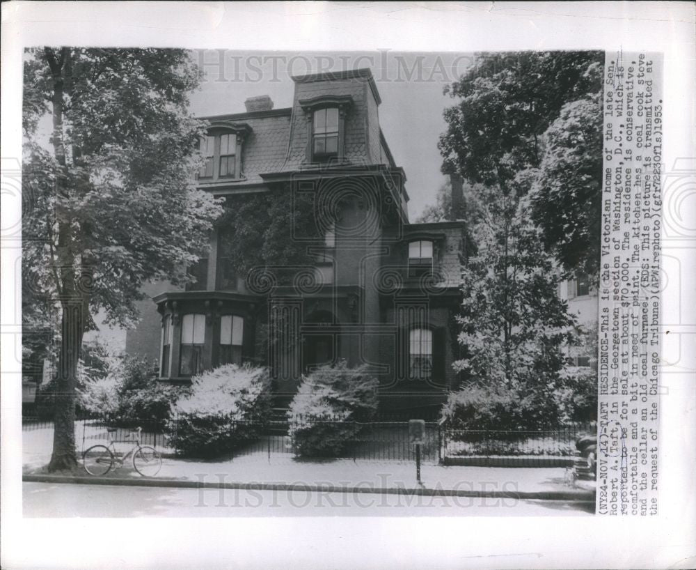 1958 Press Photo Robert Taft Georgetown Victorian Home - Historic Images