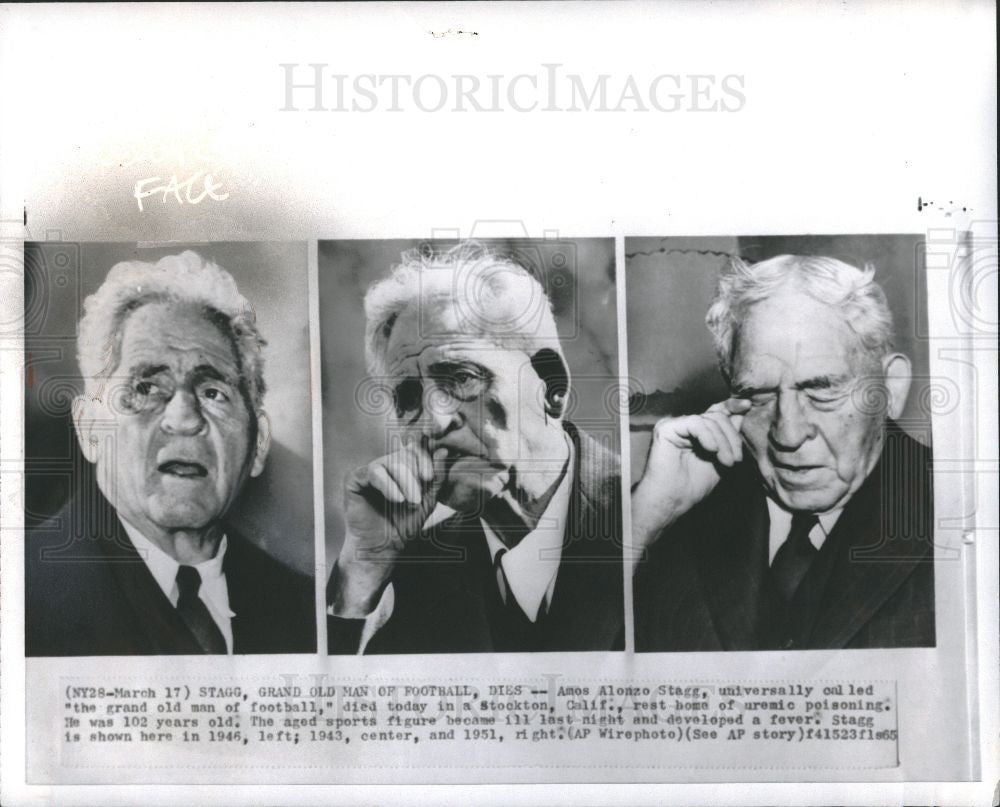 Press Photo Amos Stagg famous sports figure - Historic Images