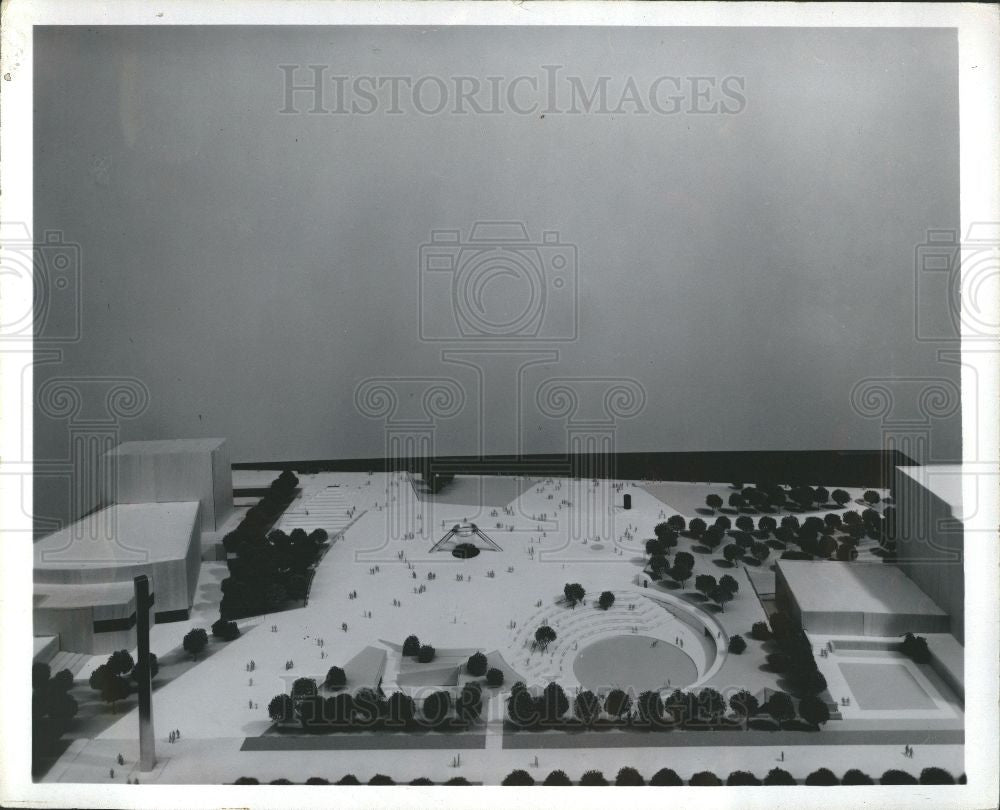 1977 Press Photo Philip A. Hart Plaza Civic Center - Historic Images