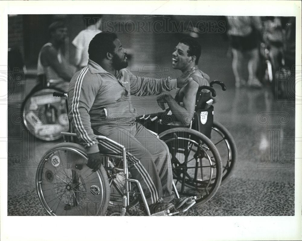 1985 Press Photo handicapped athletes wheelchair games - Historic Images