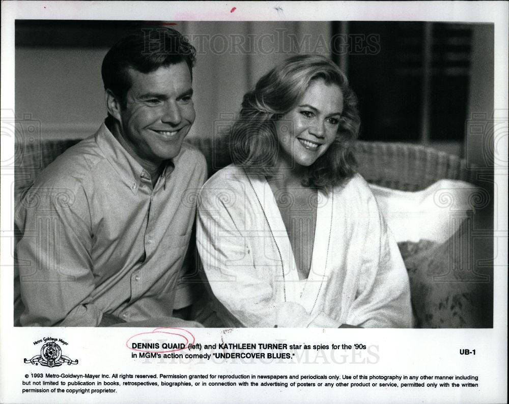 1993 Press Photo Dennis Quaid Actor Undercover Blues - Historic Images