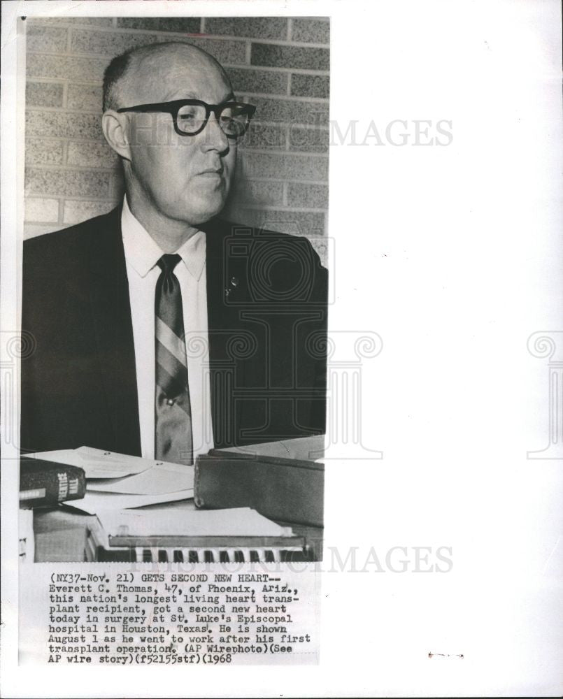 1968 Press Photo Everett Thomas transplant patient - Historic Images