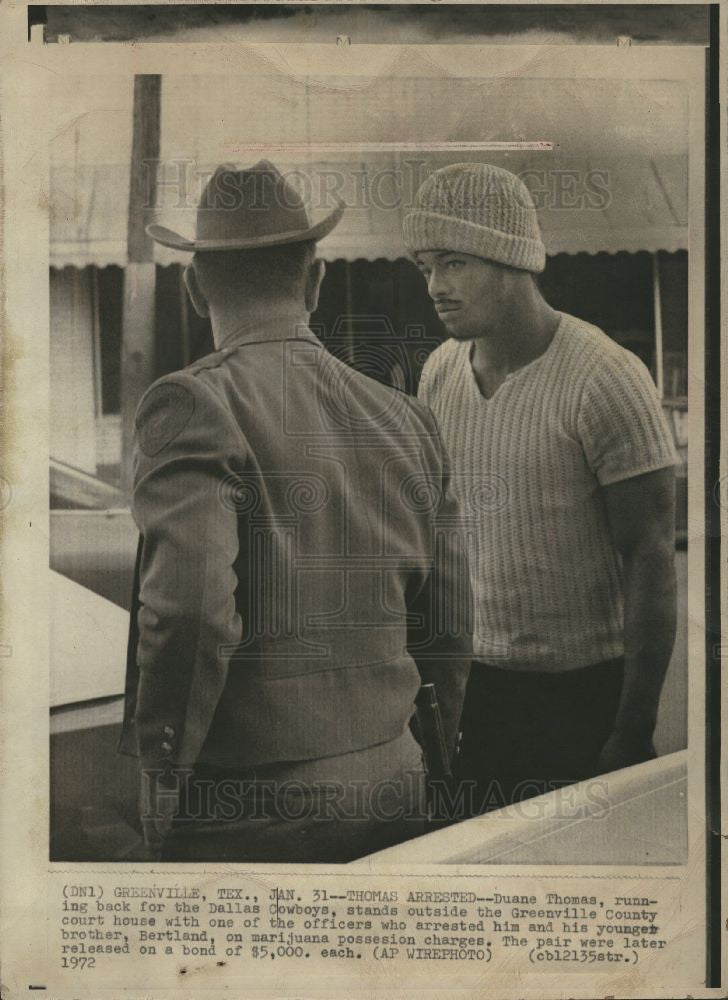 1977 Press Photo Duane Thomas, marijuana charges - Historic Images