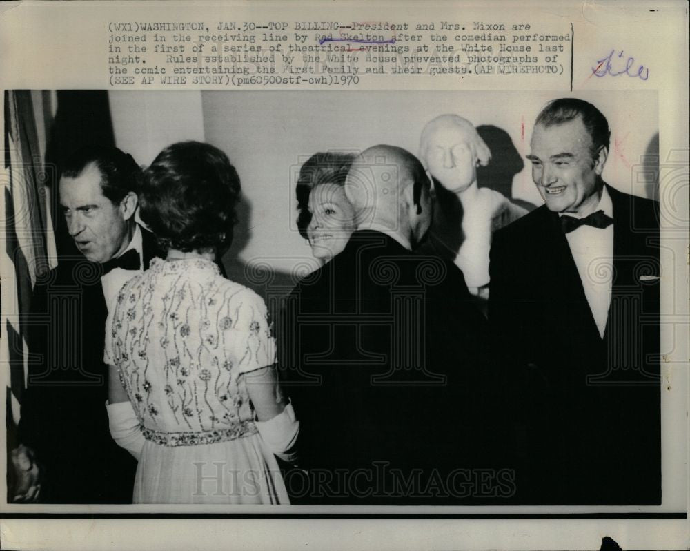1970 Press Photo Nixon Red Skelton White House Comedy - Historic Images