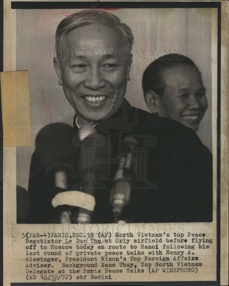1972 Press Photo Le Duc Tho Paris Peace Talks Vietnam - Historic Images