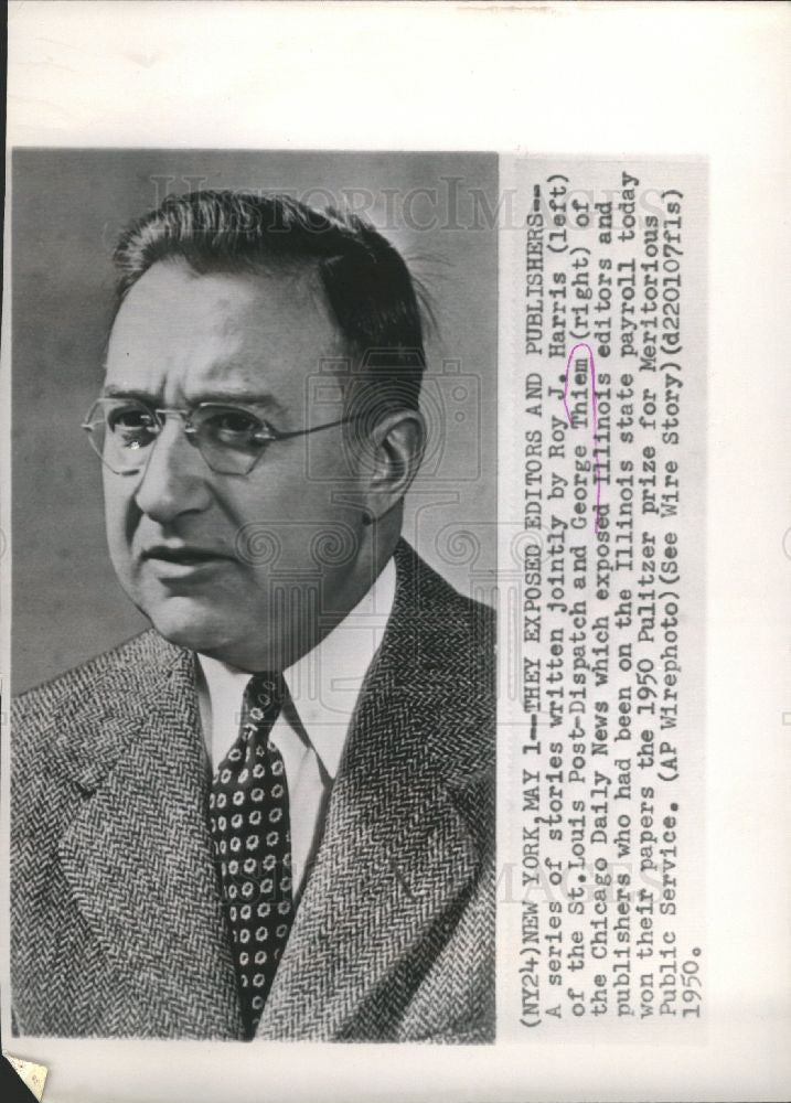 1950 Press Photo Roy J. Harris, Illinois editors - Historic Images