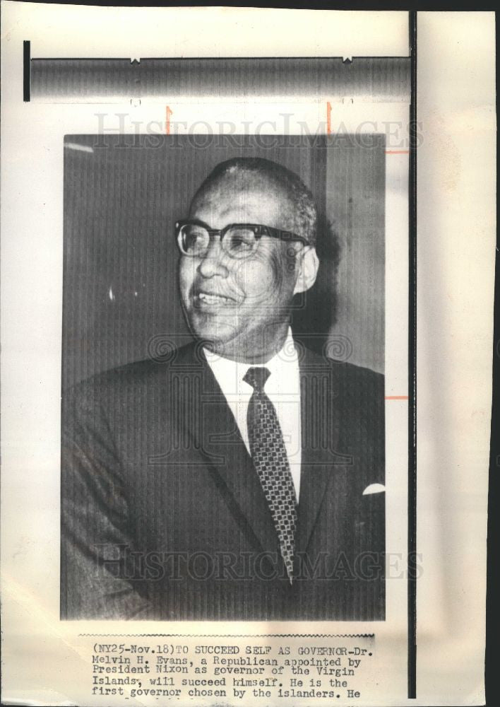 1970 Press Photo Melvin Evans Virgin Islands governor - Historic Images