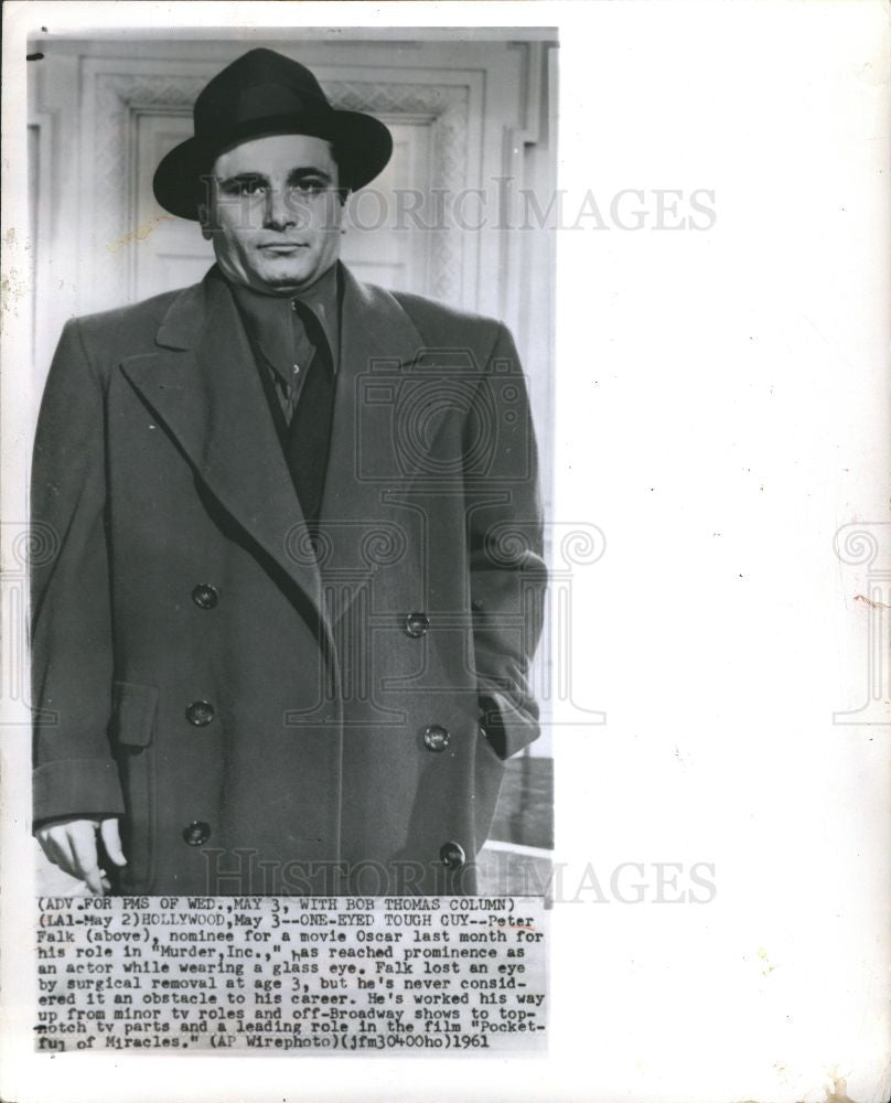 1961 Press Photo Peter Falk American actor - Historic Images