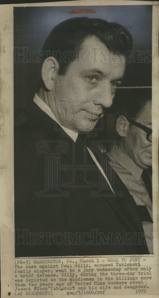 1972 Press Photo Paul Gilly murderer hit-man Yablonskis - Historic Images