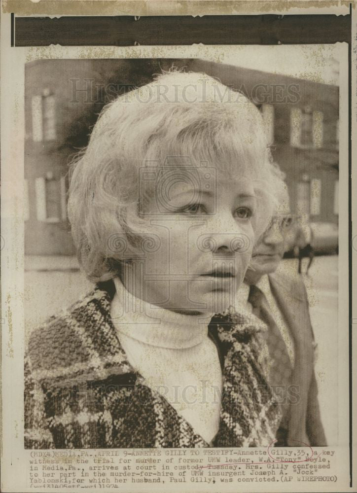 1974 Press Photo Annette Gilly witness in murder trial - Historic Images
