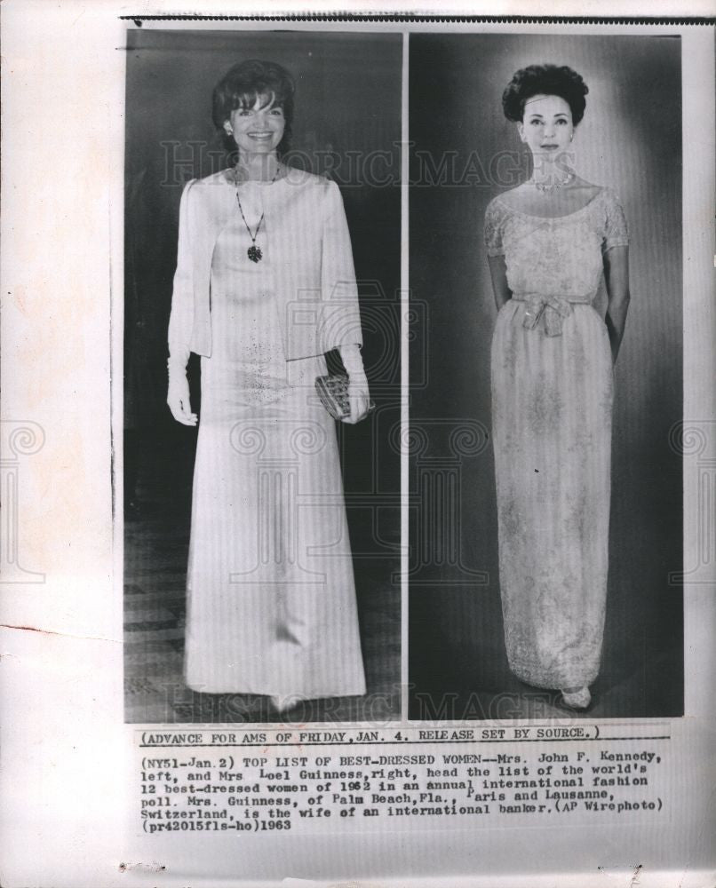 1963 Press Photo Top List of best dressed women - Historic Images
