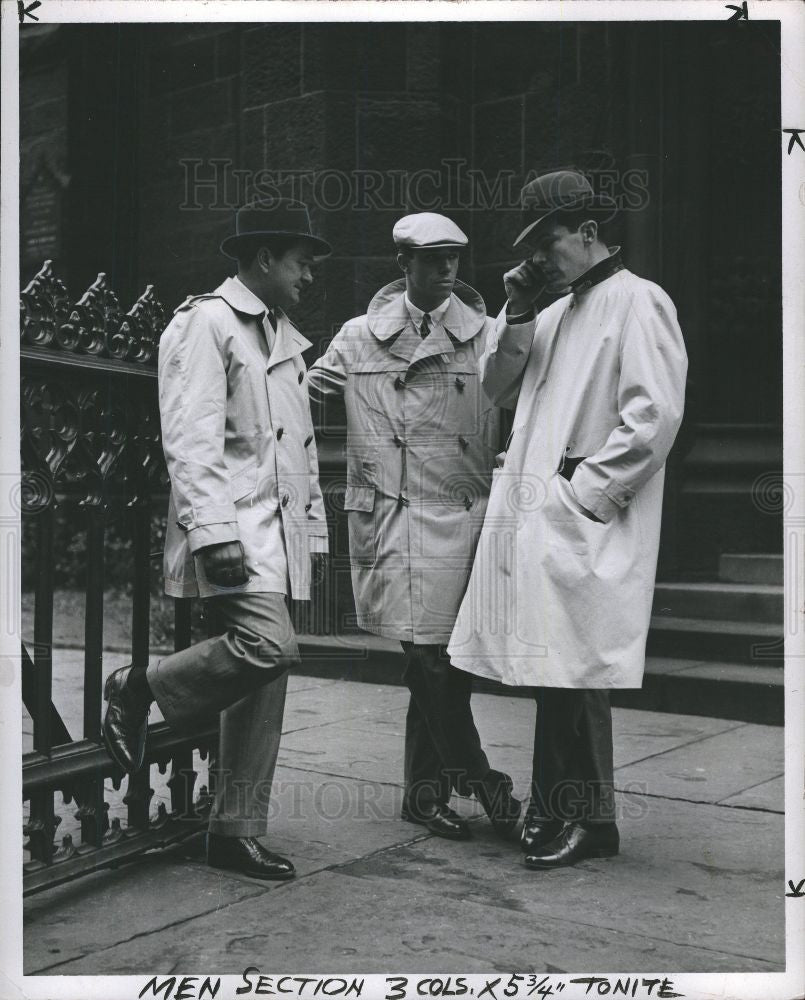 1956 Press Photo Rainwear Fasion - Historic Images