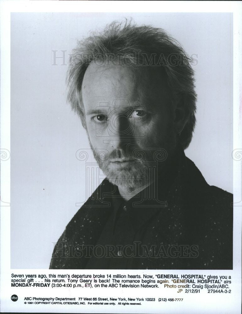 1991 Press Photo Tony Geary actor General Hospital soap - Historic Images