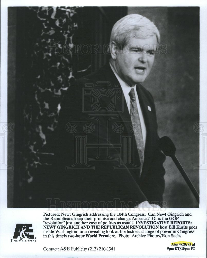 1995 Press Photo Newt Gingrich Politician - Historic Images