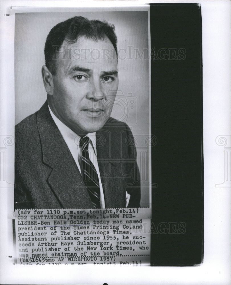 1957 Press Photo Ben Hale Golden President - Historic Images