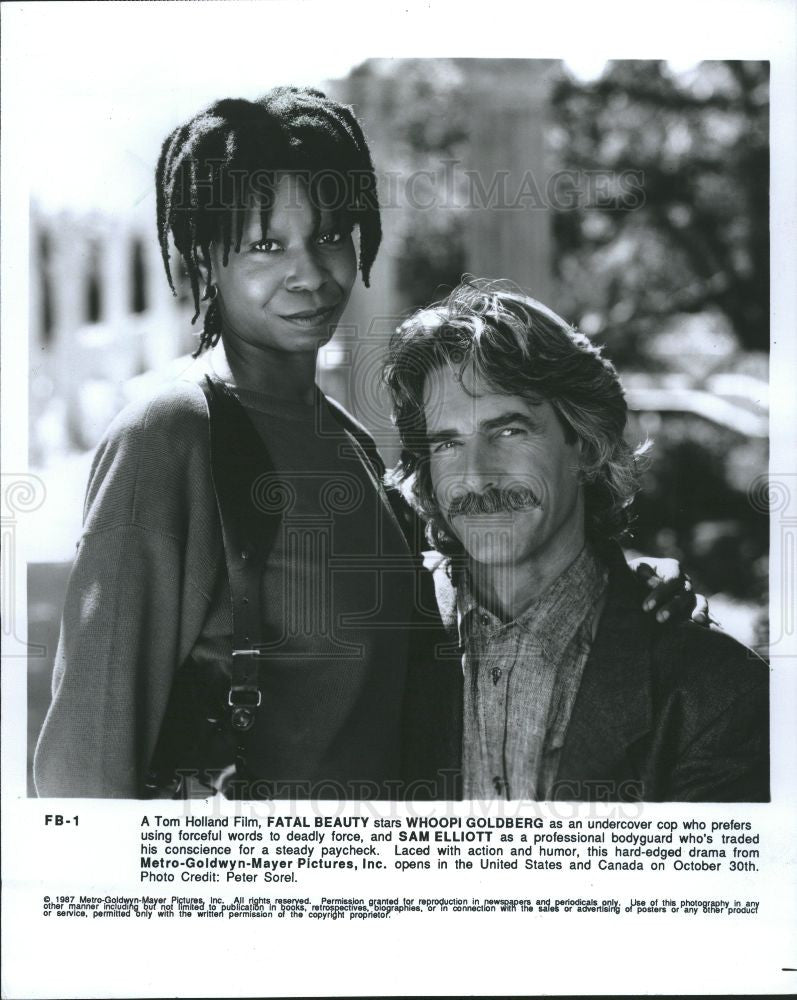 1987 Press Photo Whoopi Goldberg, Sam Elliott - Historic Images