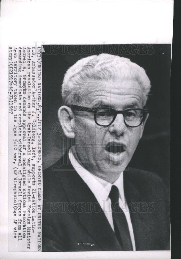 1967 Press Photo Goldberg Gromyko United Nations clash - Historic Images