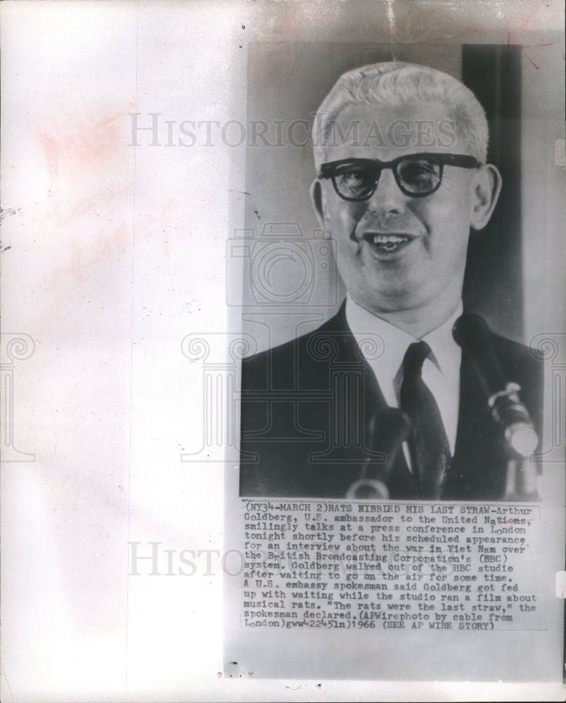 1966 Press Photo Arthur Goldberg American statesman - Historic Images