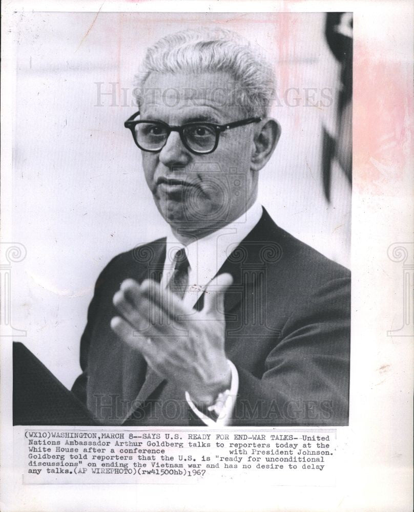 1967 Press Photo Arthur Goldberg U.N. Ambassador - Historic Images