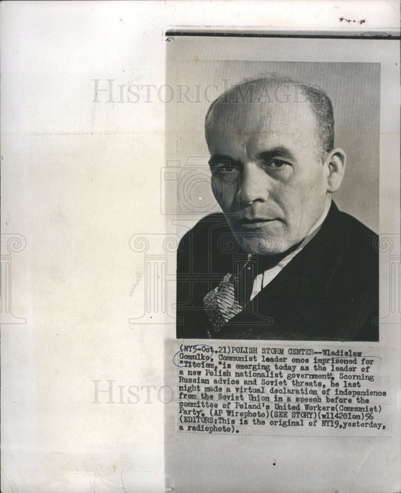 1957 Press Photo Wladialaw Gomulko,Polish nationalist - Historic Images